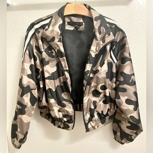 blanc noir Camo Bomber Jacket in Black, Tan, Brown